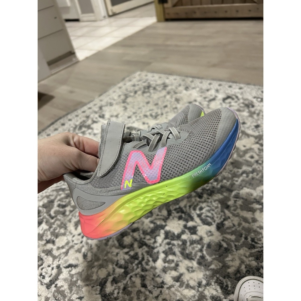 Girls Grey/Rainbow New Balance Running Shoes Size 13.5